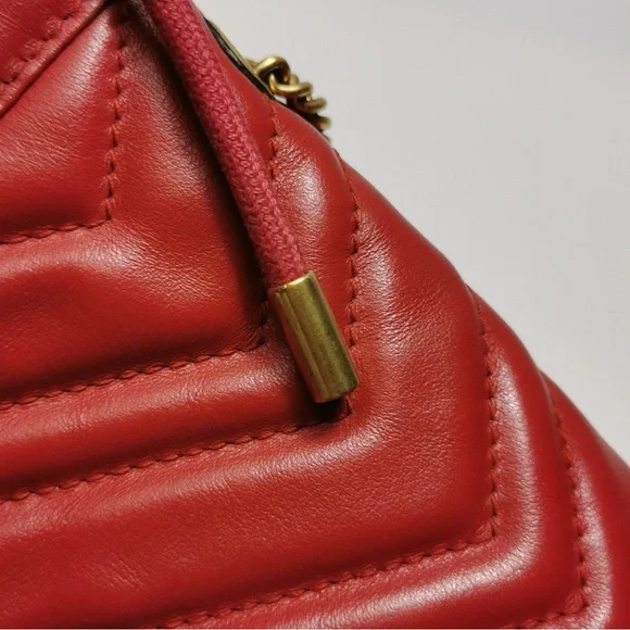 Gucci Red and Gold Mini Bag with Chevron Quilting - Picture 10 of 14